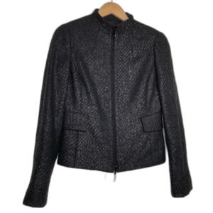 Carlisle Womens Suit Jacket Blazer Black Wool Blend Pockets Zipper Lined 6